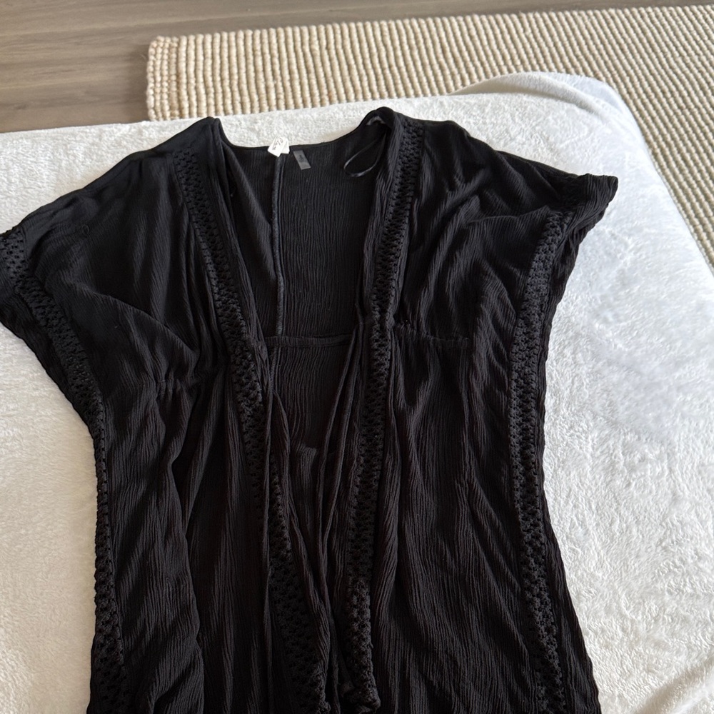 Black Open-Front Swimsuit cover up